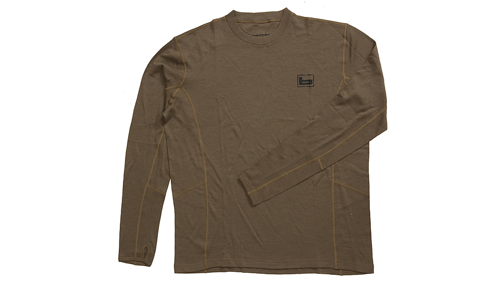 Banded Base Wool Crew Top w/ Long Sleeve - Mens, Chocolate, 2XL, B1030018-CH-2XL