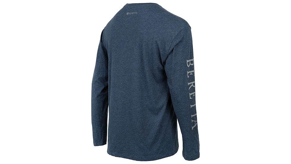 Beretta Trident Logo T-Shirt - Men's, Long Sleeve, Navy Heather, Medium, TS229T1890051YM