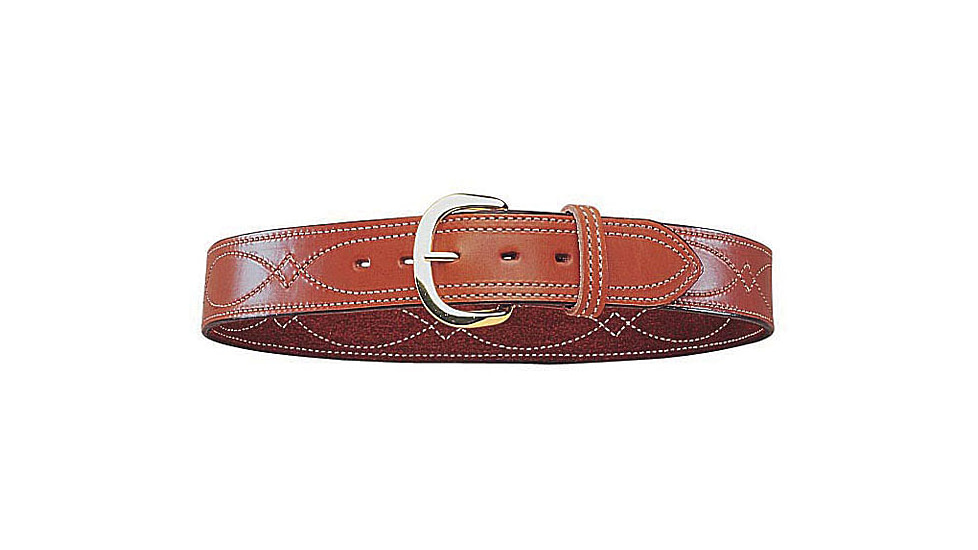 Bianchi B9 Fancy Stitched Belt - Plain Tan/Suede, Brass 12293