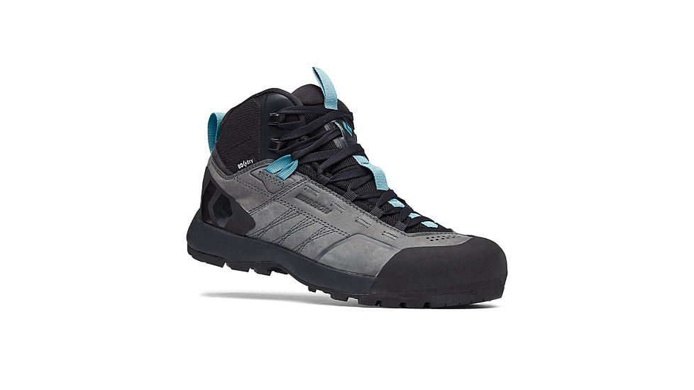 Black Diamond Missn Leather Mid WP Approach Shoes - Womens, Steel Grey/Costal Blue, 8.5, BD58002793750851