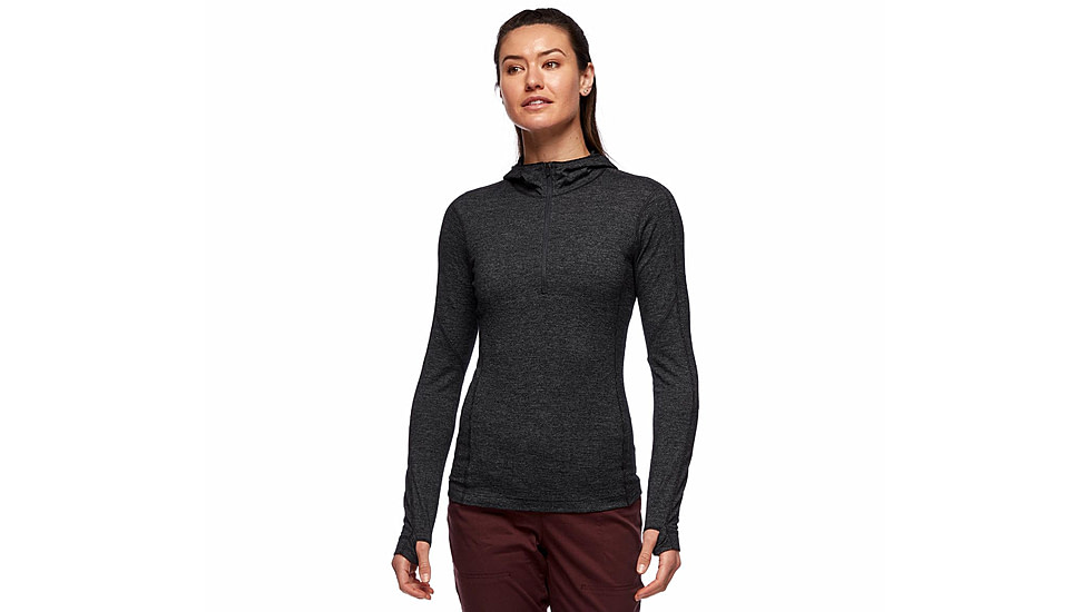 Black Diamond SLTN 150 Merino BS QTR Zip Hoody - Womens, Black, Extra Large, AP7600230002XLG1
