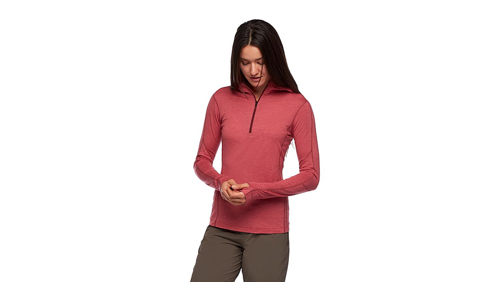 Black Diamond SLTN 150 Merino BS QTR Zip Hoody - Womens, Wild Rose, Extra Small, AP7600236012XSM1