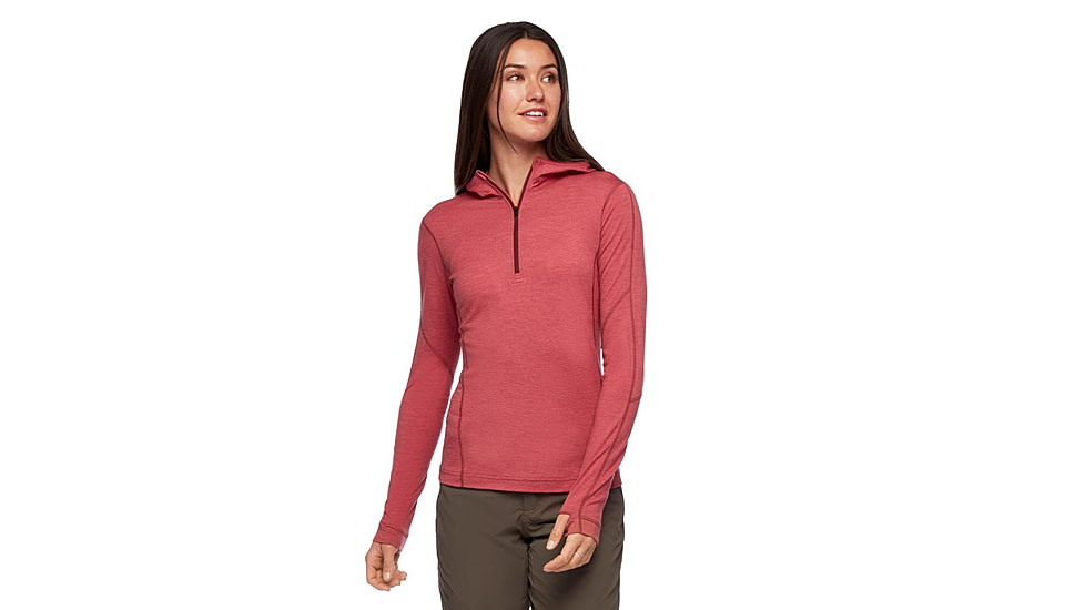 Black Diamond SLTN 150 Merino BS QTR Zip Hoody - Womens, Wild Rose, Extra Small, AP7600236012XSM1