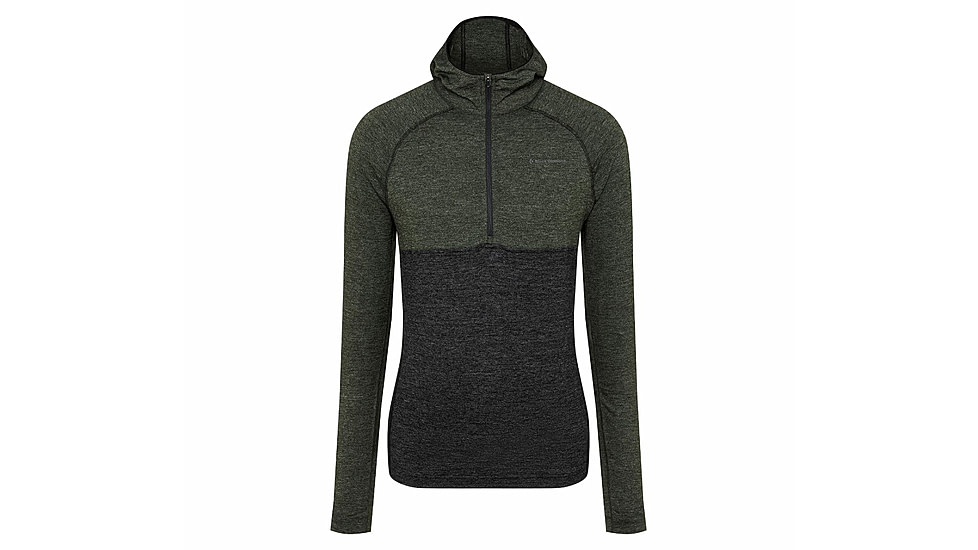 Black Diamond SLTN Wool Bslyr Half Zip Hoody - Mens, Black/Cypress, Large, AP7600229228LRG1