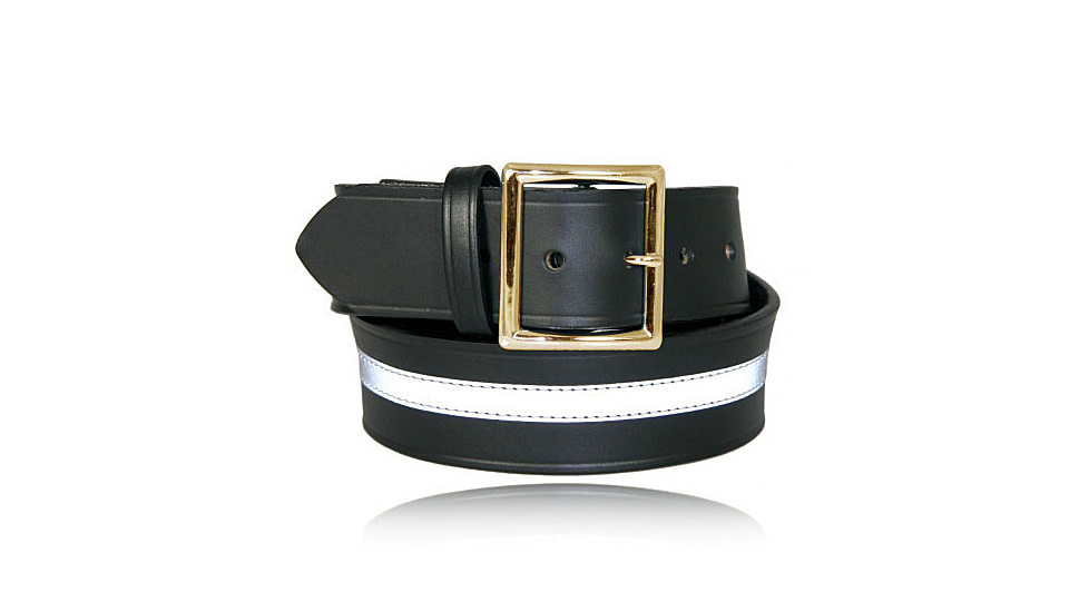 Boston Leather 1.75in Garrison Belt w/ 1.5in Reflective Ribbon - Men's, Plain, Black, Gold Buckle, Size 40, 6505R-1-40-GLD