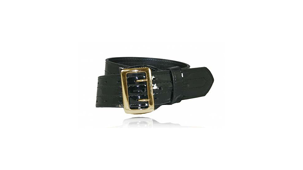 Boston Leather Sam Browne Belt, Four-Row Stitched, 2 1/4 Wide, 36in, 6504-BRN-1-36-GLD