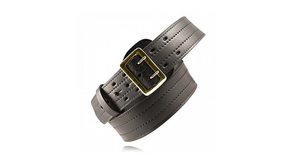 Boston Leather Sam Browne Belt, Four-Row Stitched, 2 1/4 Wide, 36in, 6504-BRN-1-36-GLD