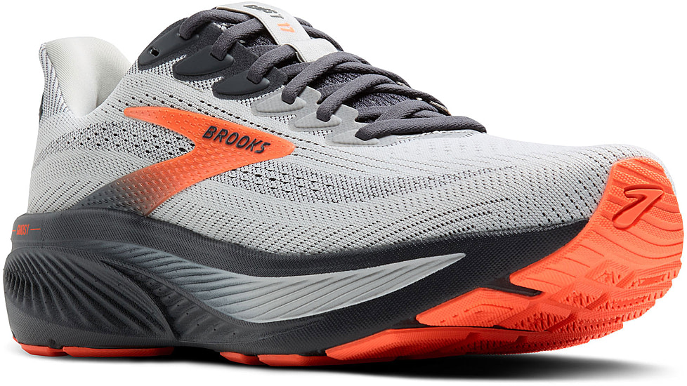Brooks Ghost 17 Road Running Shoes - Mens, Oyster Mushroom/Orange/Ebony, 10.0 US/Medium, 1104421D048.100
