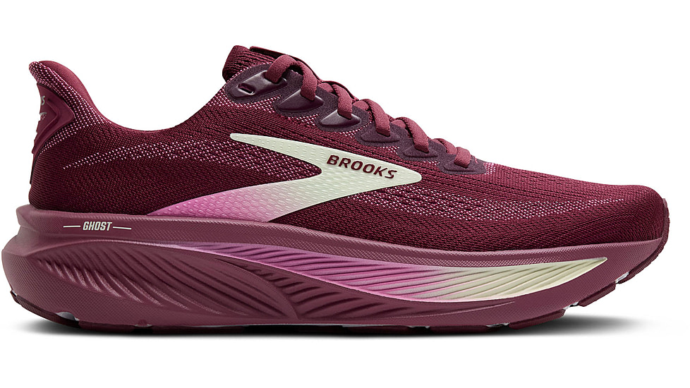 Brooks Ghost 17 Road Running Shoes - Womens, Burgundy/Pink/Green, 8.5, 1B, 1204311B581.085