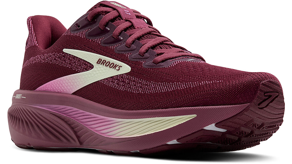 Brooks Ghost 17 Road Running Shoes - Womens, Burgundy/Pink/Green, 8.5, 1B, 1204311B581.085