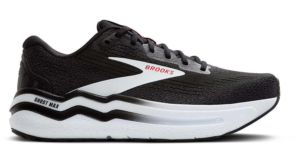 Brooks Ghost Max 2 Road Running Shoes - Mens, Black/White/Fiery Red, 10.0 US/Medium, 1104311D027.100