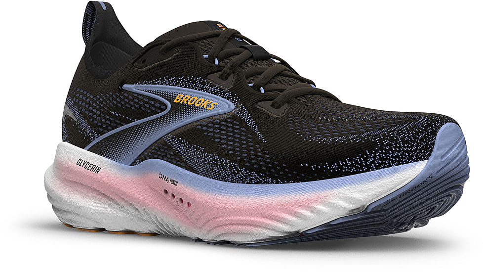 Brooks Glycerin 22 Road Running Shoes - Womens, Black/Blue Heron/Orange, 10, 1B, 1204341B088.100