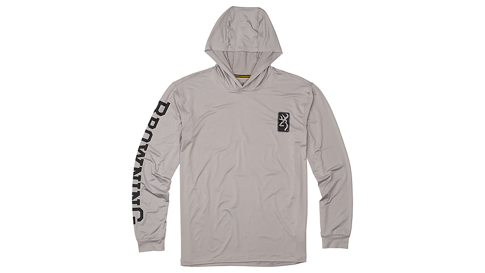 Browning Hooded Long Sleeve Sun Shirt - Mens, Gray, 3XL, 3010729706