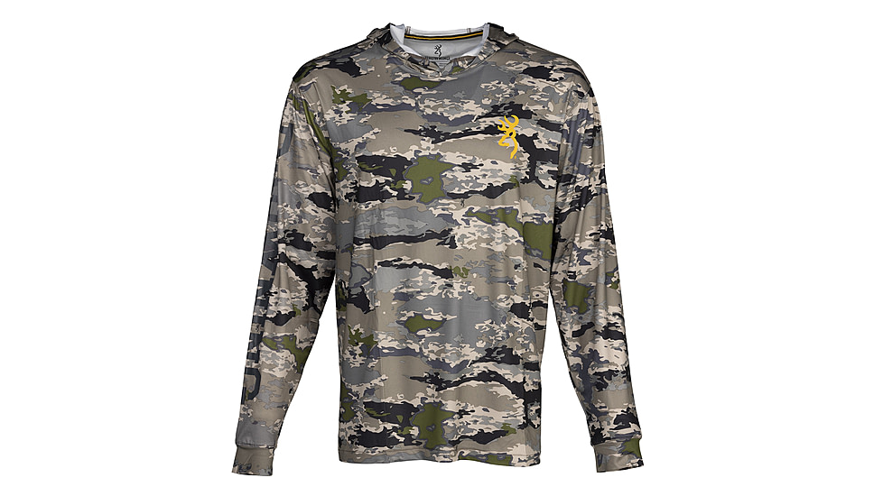 Browning Hooded Long Sleeve Sun Tech Shirt - Mens, 3XL, Ovix, 3010863406