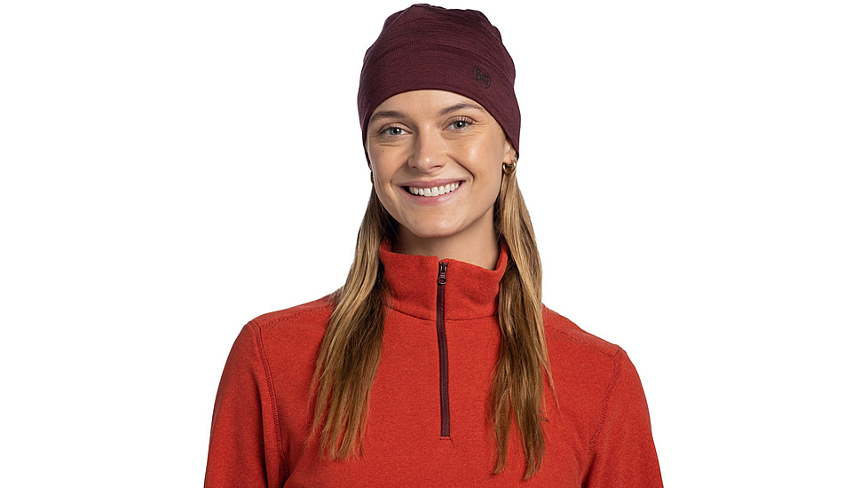 Buff Merino Lightweight Beanie Solid Hat -Unisex, Garnet, 113013.653.10.00