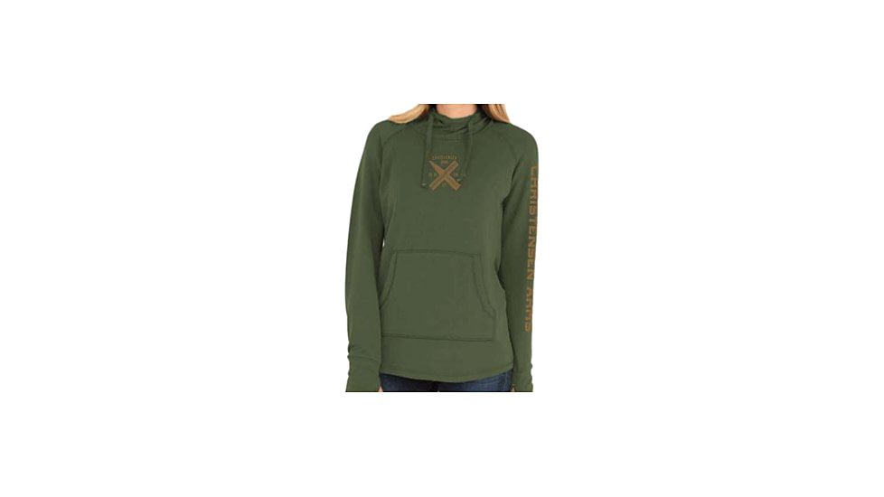 Christensen Arms Bullet &amp; Barrel Hoodie - Womens, Olive, S, 730-CA117-30-01-200-02