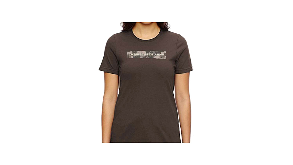 Christensen Arms Camo Wordmark SS Tee - Womens, Coffee, L, 730-CA105-40-01-501-04