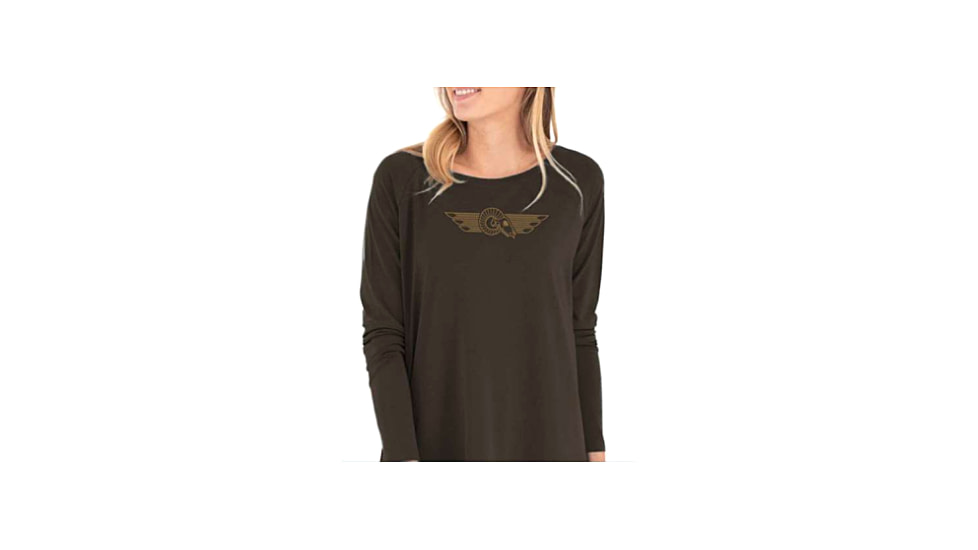 Christensen Arms Ram Skull LS Tee - Womens, Espresso, L, 730-CA110-50-01-502-04