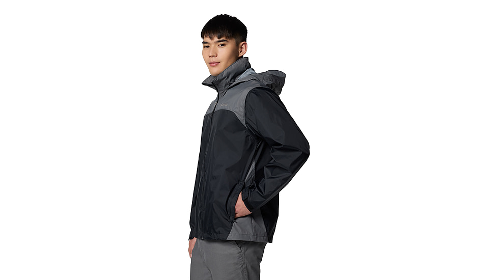 Columbia Glennaker Lake II Rain Jacket - Mens, Black/City Grey, XL, 2089791-012-XL