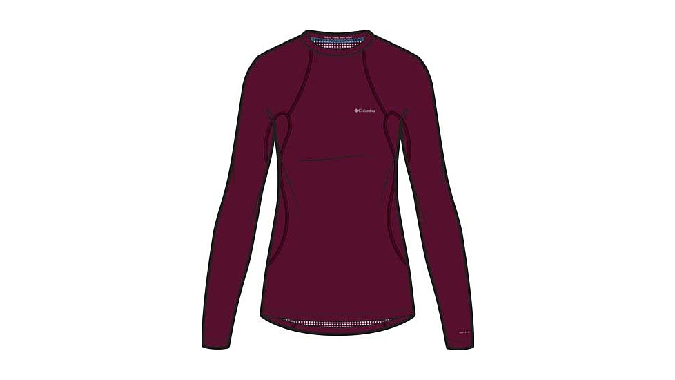 Columbia Midweight Stretch Long Sleeve Top - Womens, Rich Wine, Small, 1639021-624-S