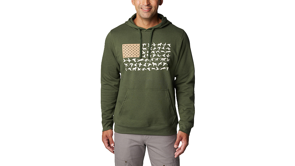 Columbia PHG Game Flag II Hoodie - Mens, Surplus Green/Sahara Duck Flag, Large, 2013311347-L