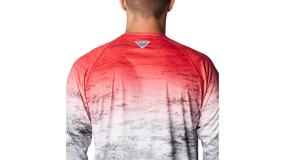 Columbia Super Terminal Tackle Long Sleeve Shirt - Mens, Red Spark Deepsea Fade, S, 1709431-695-S