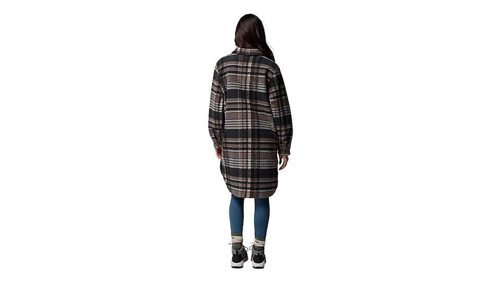 Columbia Wildest Venture Long Fleece Coat - Womens, Black Vagabond Plaid, Extra Small, 2136171-010-XS