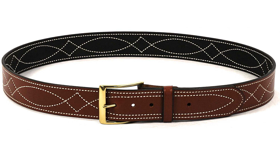 DeSantis 1 3/4in. Fancy Stitched Lined Leather Belt, Lined, Tan, 46, B02TP46Z0