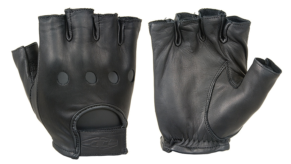 Damascus D22S Leather Driving Gloves Half-Finger Unlined, Small, Black, Small D22SSM