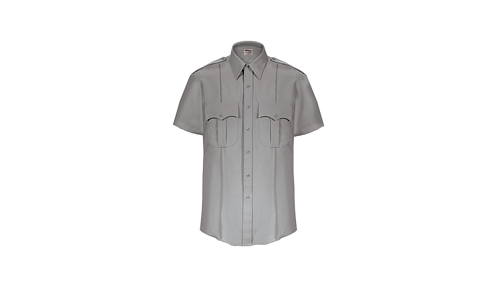 Elbeco TexTrop2 Zippered Short Sleeve Polyester Shirt - Mens, 22 in, Gray, Z3311N-22