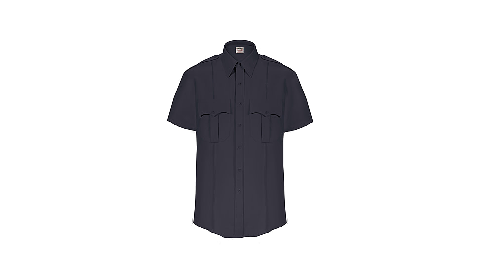 Elbeco TexTrop2 Zippered Short Sleeve Polyester Shirt - Mens, 14.5 in, Navy, Z3314N-14.5