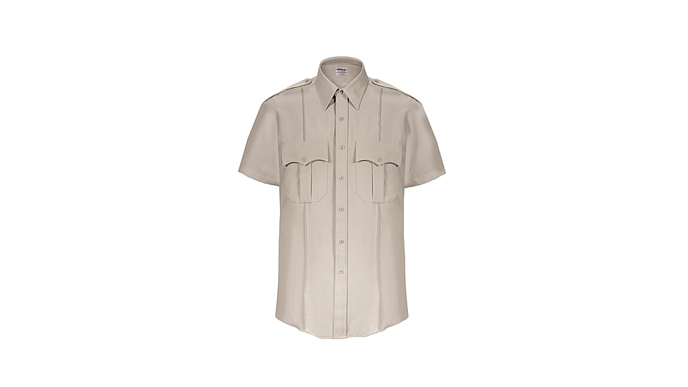 Elbeco TexTrop2 Zippered Short Sleeve Polyester Shirt - Mens, 14.5 in, Silver Tan, Z3312N-14.5