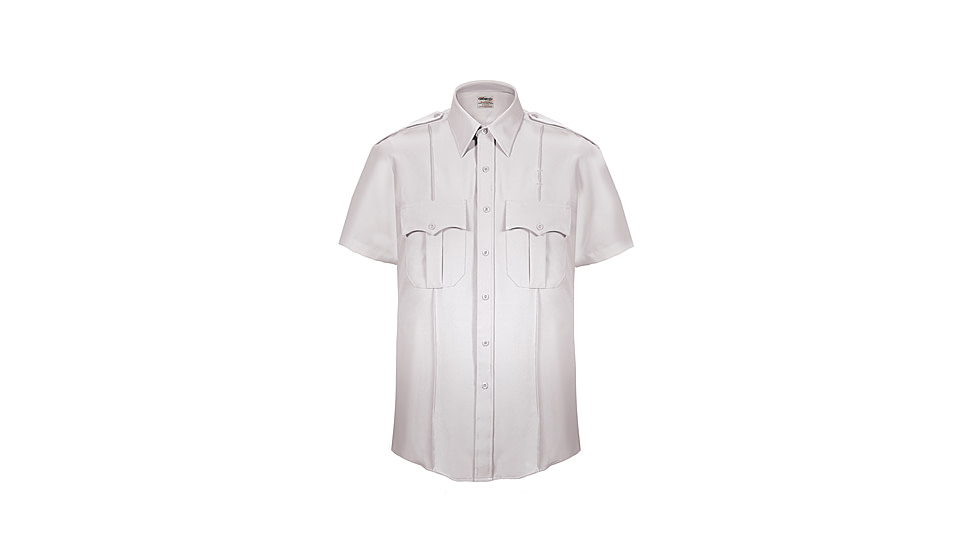 Elbeco TexTrop2 Zippered Short Sleeve Polyester Shirt - Mens, 22 in, White, Z3310N-22