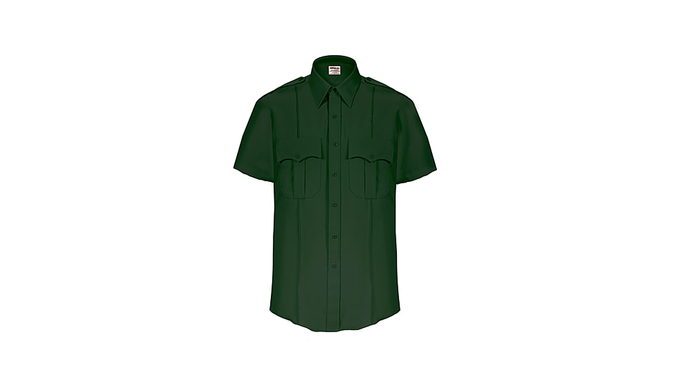 Elbeco TexTrop2 Zippered Short Sleeve Polyester Shirt - Mens, 17.5 in, Spruce Green, 8805N-17.5
