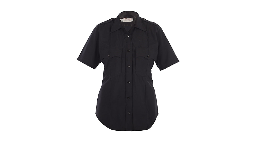 Womens, Navy, Distinction Plain Pocket Short Sleeve Shirts, Without Creases, Ladies Choice