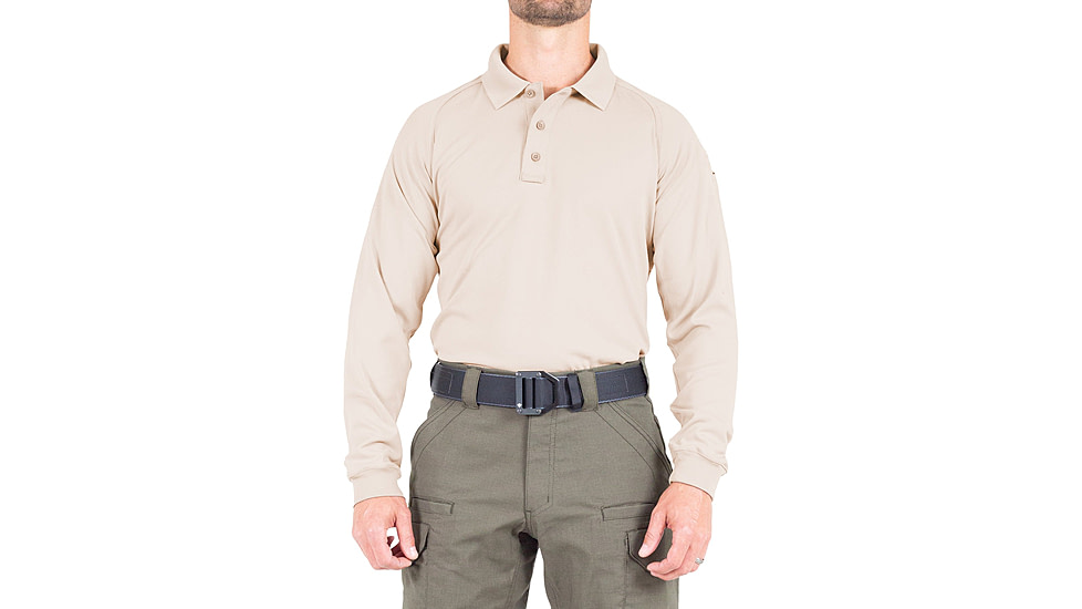 First Tactical Performance Long Sleeve Polo - Mens, Khaki, Tall/2XL, 111503-055-XXL-T