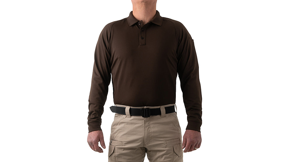 First Tactical Performance Long Sleeve Polo - Mens, Kodiak Brown, Tall, 3X-Large, 111503-182-3XL-T