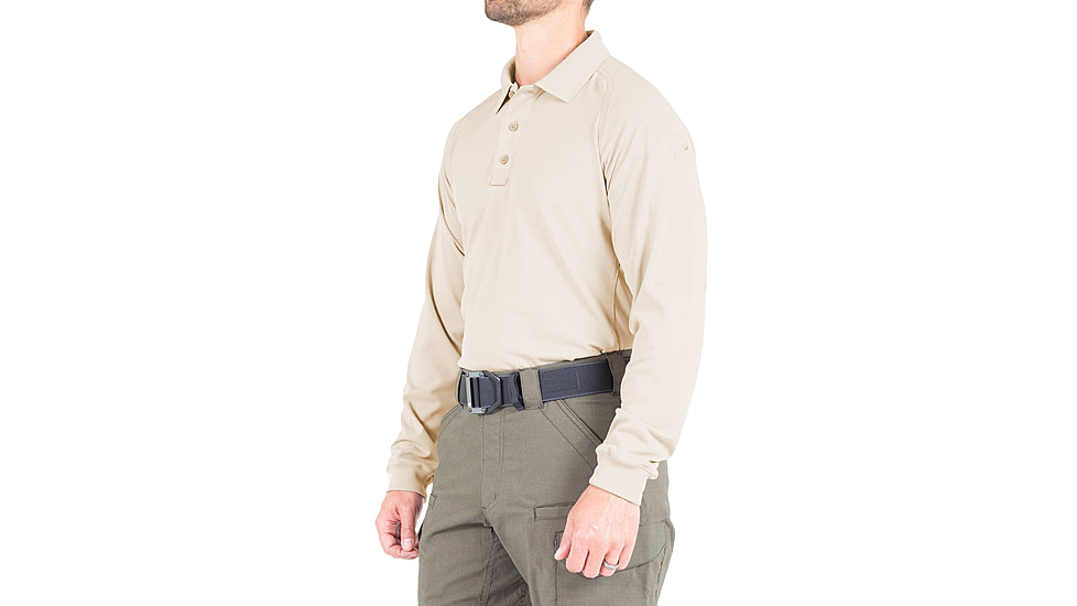 First Tactical Performance Long Sleeve Polo - Mens, Silver Tan, 2XL, 111503-065-XXL
