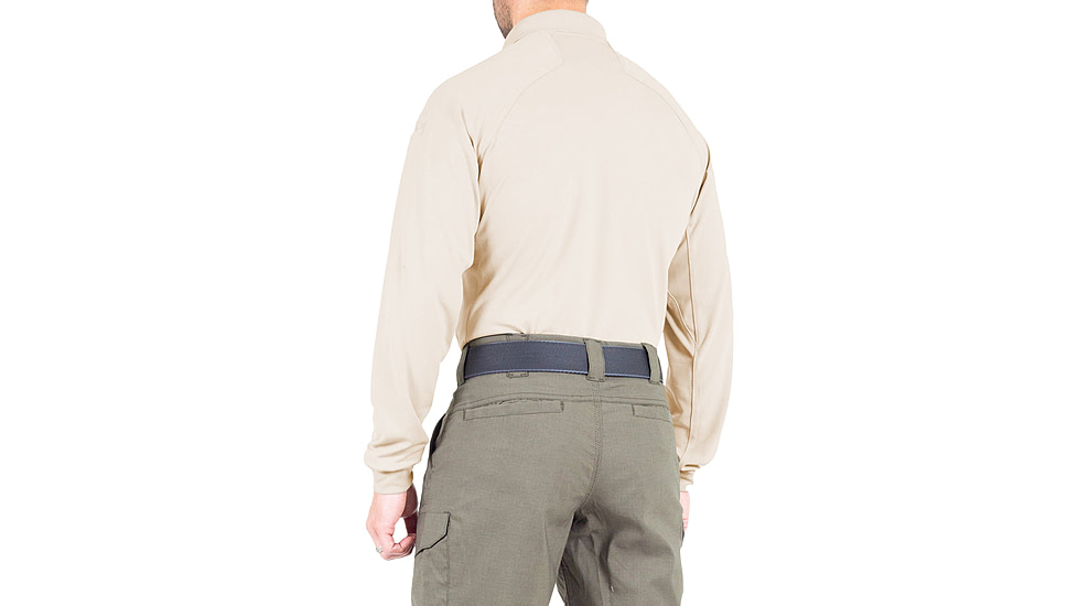 First Tactical Performance Long Sleeve Polo - Mens, Silver Tan, Tall/Small, 111503-065-S-T