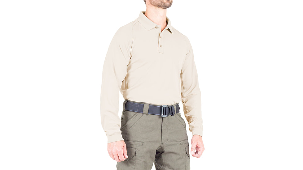 First Tactical Performance Long Sleeve Polo - Mens, Silver Tan, Tall/Small, 111503-065-S-T