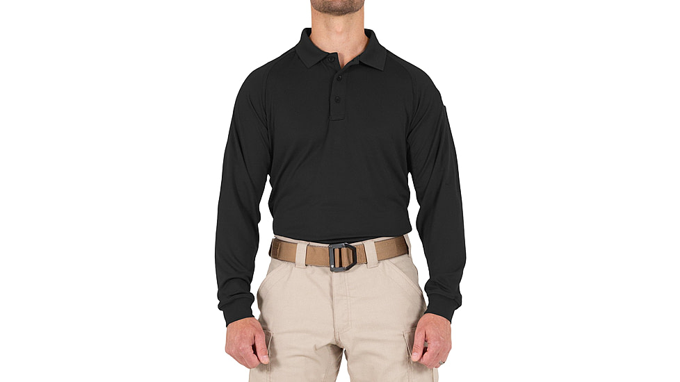 First Tactical Performance Long Sleeve Polo - Mens, Regular, Black, 5XL, 111503-019-5XL-R