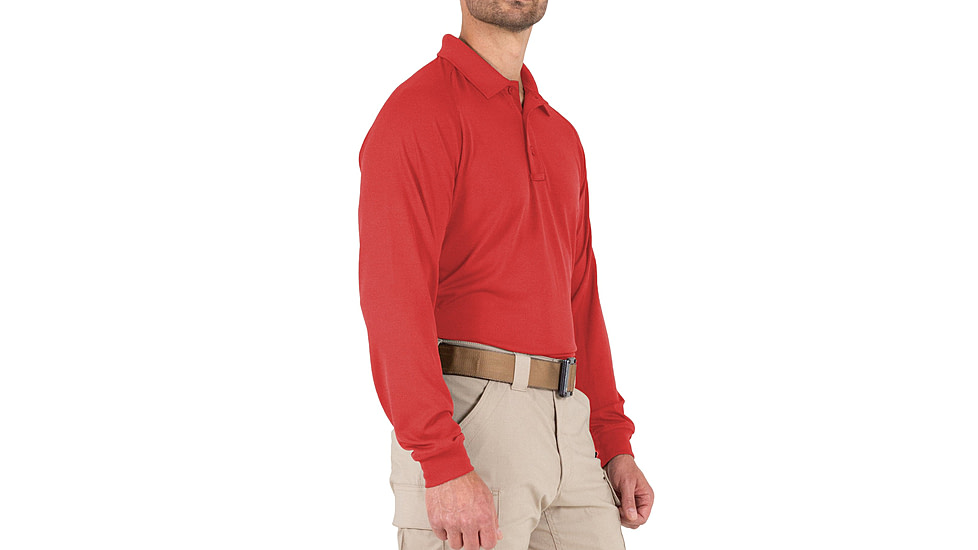 First Tactical Performance Long Sleeve Polo - Mens, Regular, Red, 5XL, 111503-400-5XL-R