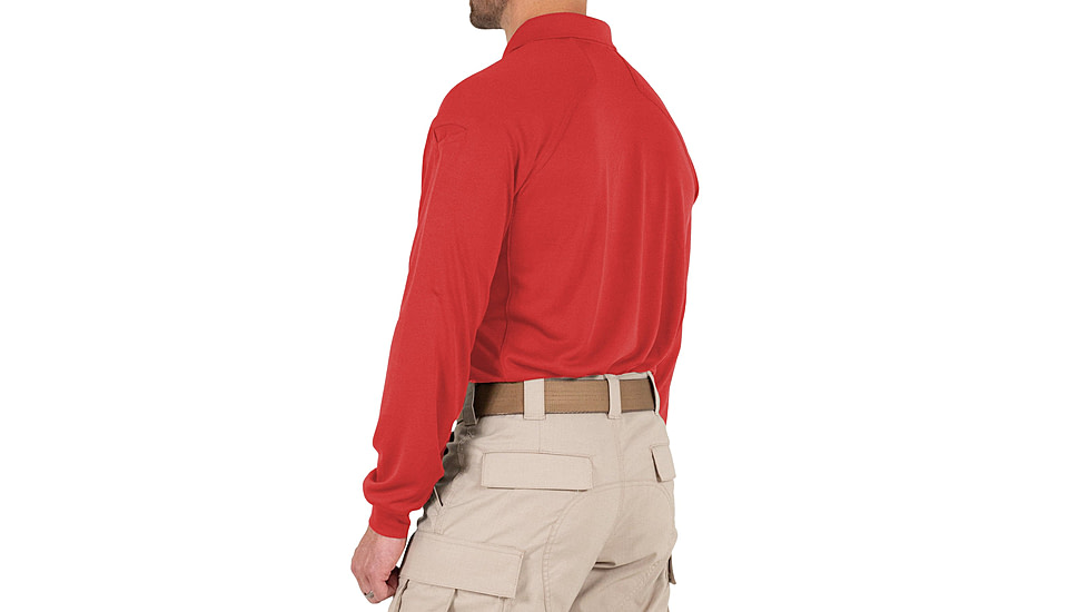 First Tactical Performance Long Sleeve Polo - Mens, Regular, Red, 5XL, 111503-400-5XL-R