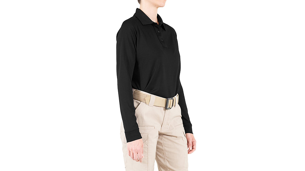 First Tactical Performance Long Sleeve Polo - Womens, Black, Medium, 121503-019-M