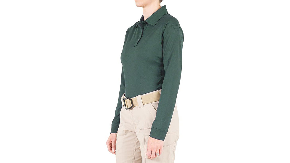 First Tactical Performance Long Sleeve Polo - Womens, Spruce Green, Extra Small, 121503-812-XS