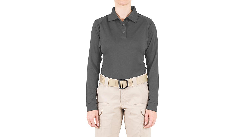 First Tactical Performance Long Sleeve Polo - Womens, Wolf Grey, Extra Large, 121503-036-XL