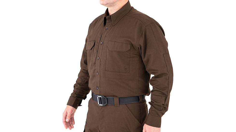 First Tactical V2 Tactical Long Sleeve Shirt - Mens, Kodiak Brown, Large, R, 111006-182-L-R