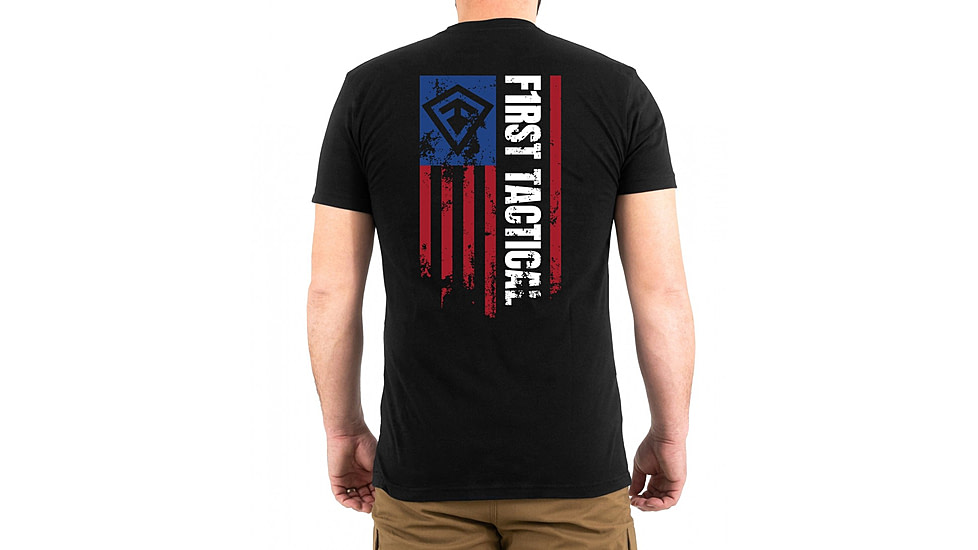 First Tactical Vertical Flag Graphic T-Shirt - Mens, Charcoal Grey, Extra Large, 112557-019-XL