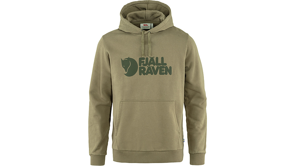 Fjallraven Logo Hoodie - Mens, Light Olive, Large, F84144-622-L