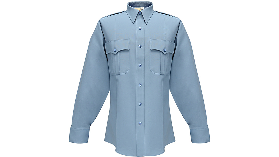 Flying Cross Deluxe Tropical Long Sleeve Shirt w/ Pleated Pockets - Men's, Medium Blue, 16.5in Neck, 34/35in Sleeve, 45W66251653435